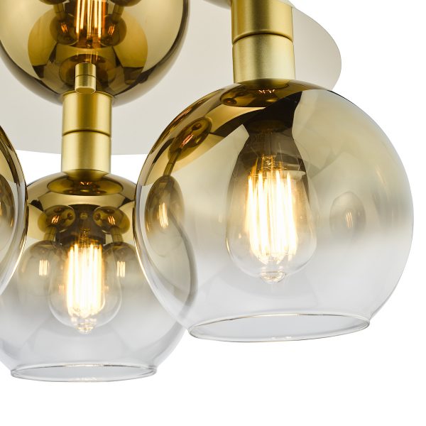 Lycia 3 Light Flush Satin Gold and Gold Ombre Glass - Image 3