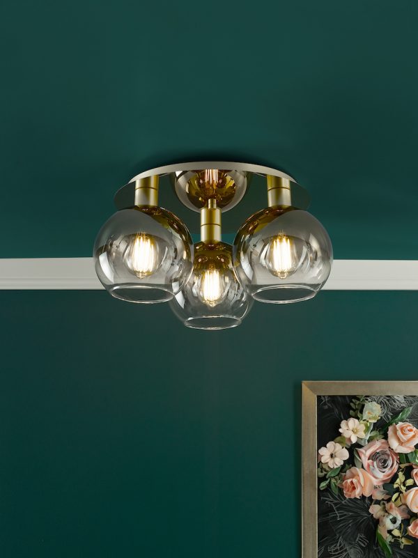 Lycia 3 Light Flush Satin Gold and Gold Ombre Glass - Image 5