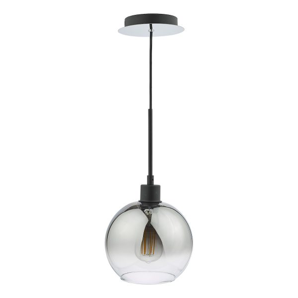 Lycia 1 Light Single Pendant Matt Black Ombre Smoked Glass - Image 2