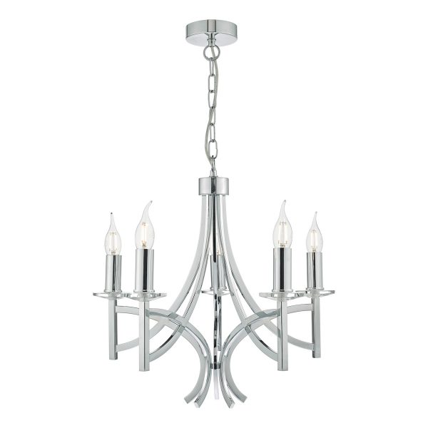 Lyon 5lt Pendant Polished Chrome & Crystal