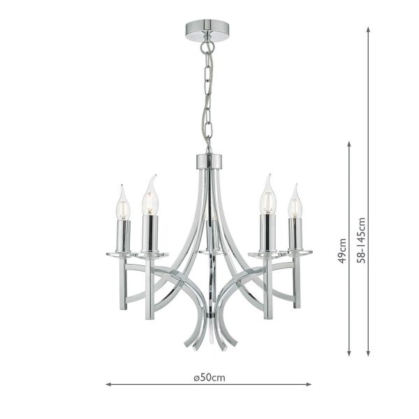 Lyon 5lt Pendant Polished Chrome & Crystal - Image 6