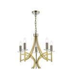 Lyon 5 Light Armed Fitting Antique Brass Crystal