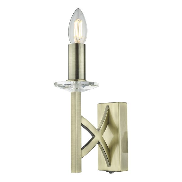Lyon 1 Light Wall Light Antique Brass Crystal - Image 3