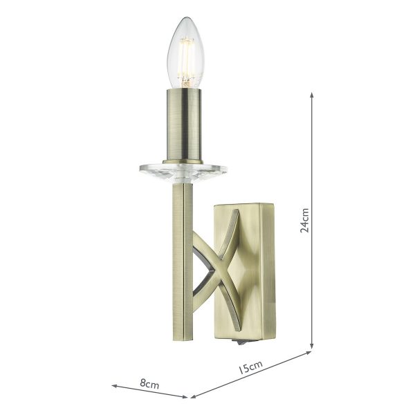 Lyon 1 Light Wall Light Antique Brass Crystal - Image 6