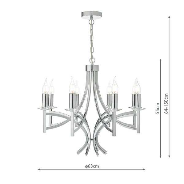 Lyon 8lt Pendant Polished Chrome & Crystal - Image 7