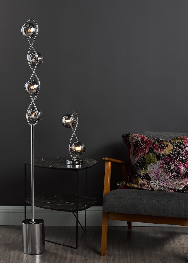 Lysandra 2 Light Table Lamp Polished Chrome and Smoked Glass - Image 4
