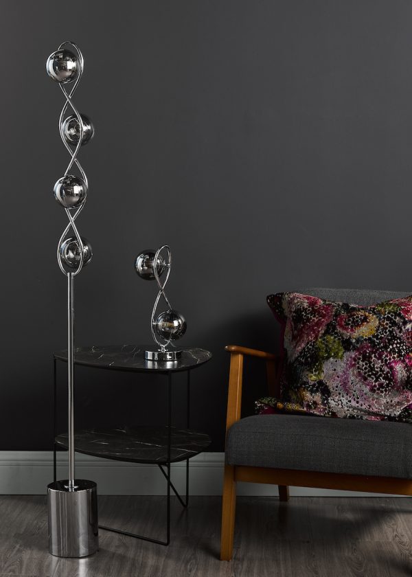 Lysandra 2 Light Table Lamp Polished Chrome and Smoked Glass - Image 5