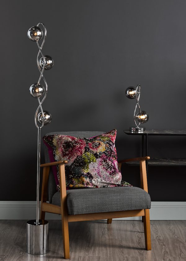 Lysandra 2 Light Table Lamp Polished Chrome and Smoked Glass - Image 6