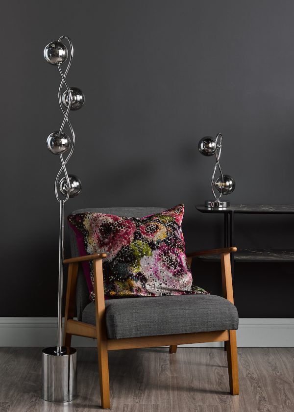 Lysandra 2 Light Table Lamp Polished Chrome and Smoked Glass - Image 7