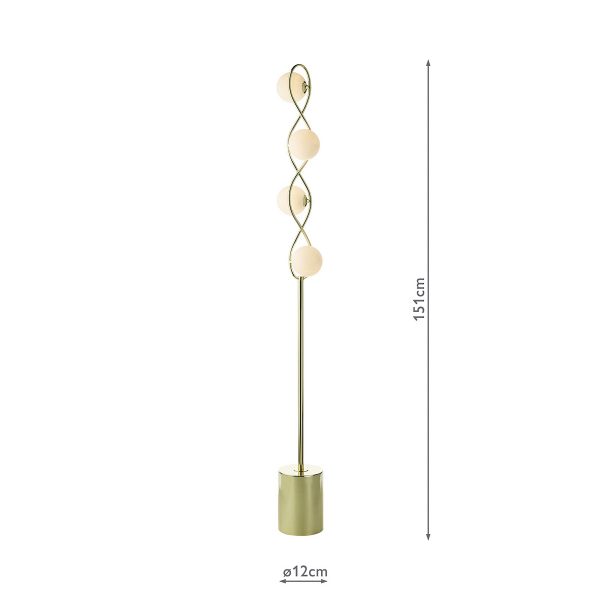 Lysandra 4 Light Floor Lamp Polished Gold and Opal Glass - Image 8