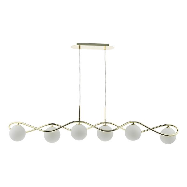 Lysandra 6 Light Bar Pendant Polished Gold and Opal Glass - Image 2