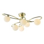 Lysandra 6 Light Semi-Flush Polished Gold and Opal Glass