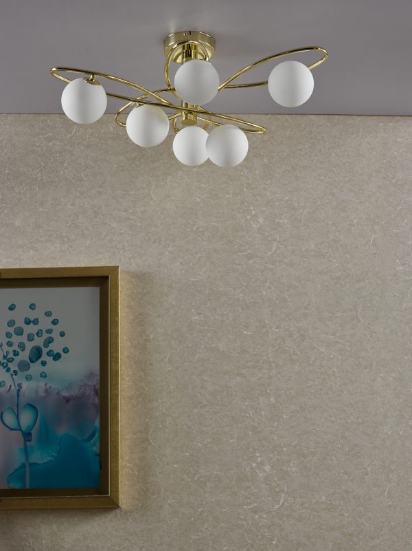 Lysandra 6 Light Semi-Flush Polished Gold and Opal Glass - Image 7