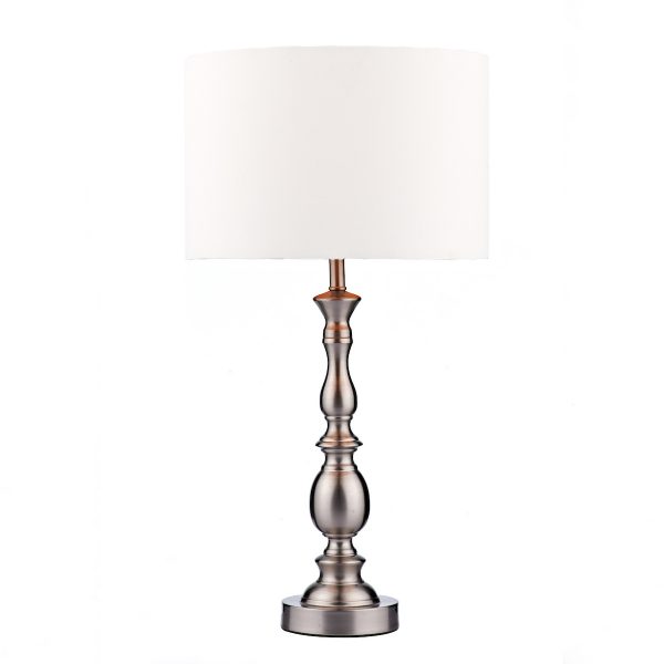 Madrid Table Lamp Satin Chrome With Shade