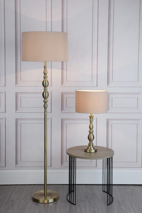 Madrid Table Lamp Antique Brass With Shade - Image 7