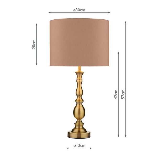 Madrid Table Lamp Antique Brass With Shade - Image 9