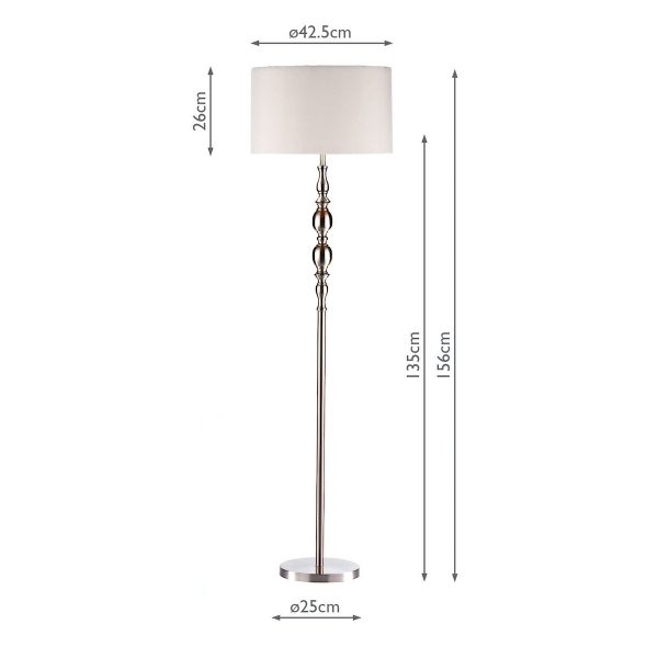 Madrid Floor Lamp Satin Chrome With Shade - Image 7