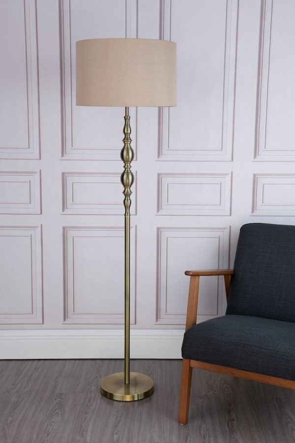 Madrid Floor Lamp Antique Brass With Shade - Image 6