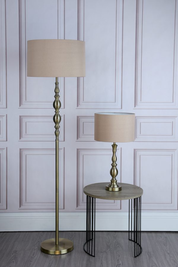 Madrid Floor Lamp Antique Brass With Shade - Image 8