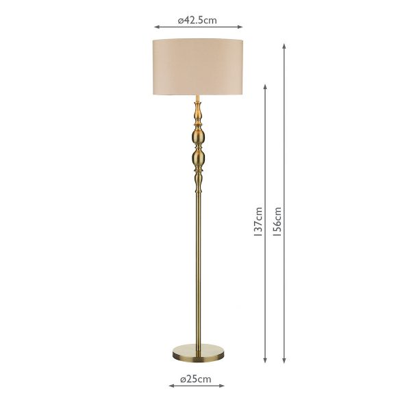 Madrid Floor Lamp Antique Brass With Shade - Image 9