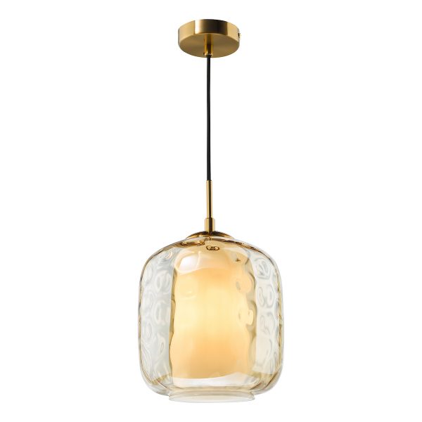 Majella Pendant Aged Brass and Champagne Glass