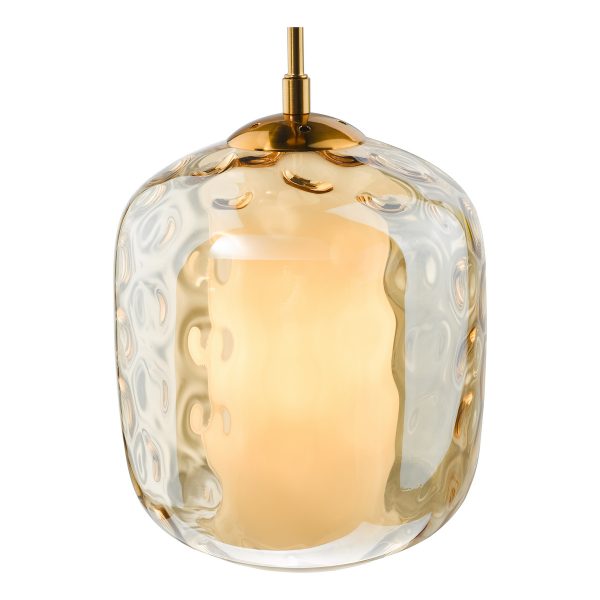 Majella Pendant Aged Brass and Champagne Glass - Image 3