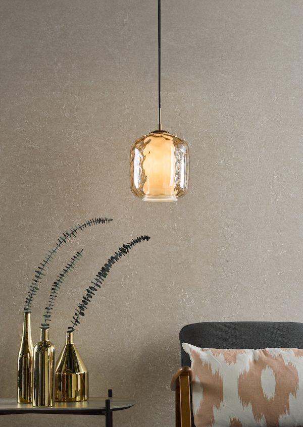Majella Pendant Aged Brass and Champagne Glass - Image 4