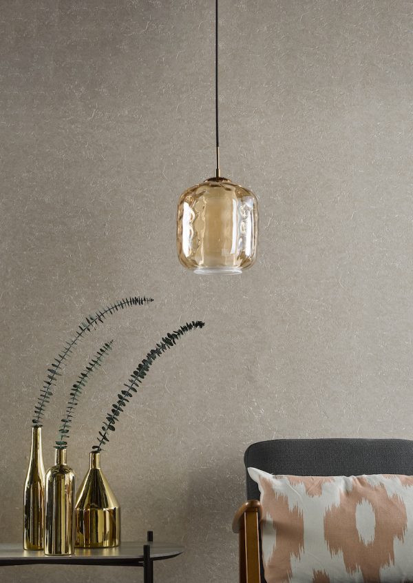 Majella Pendant Aged Brass and Champagne Glass - Image 5
