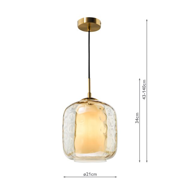 Majella Pendant Aged Brass and Champagne Glass - Image 6