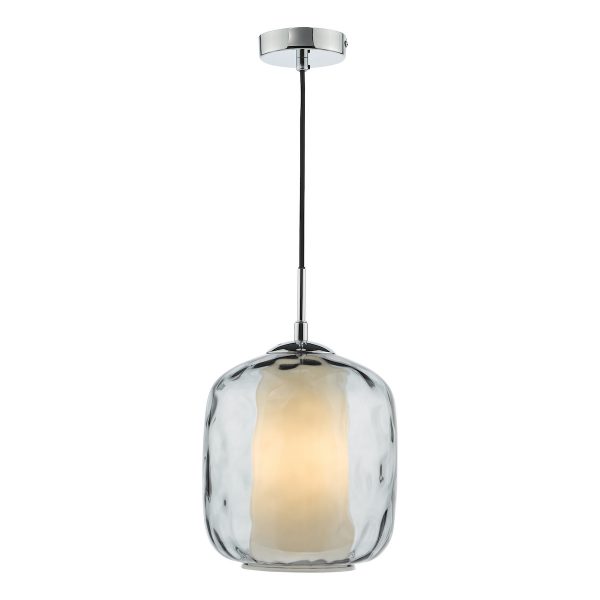 Majella Pendant Polished Chrome and Smoked Glass