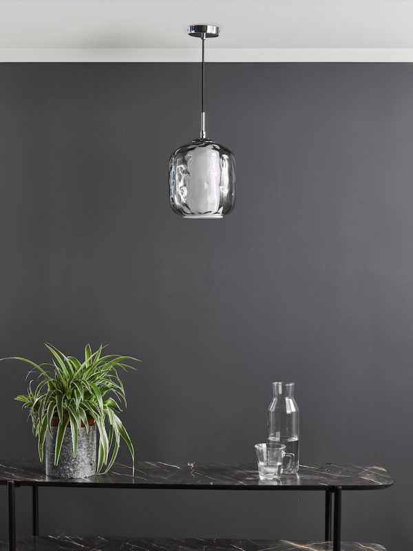 Majella Pendant Polished Chrome and Smoked Glass - Image 6