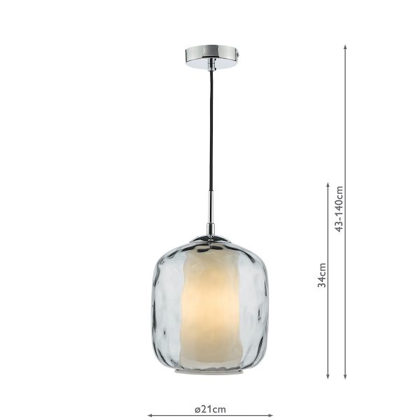 Majella Pendant Polished Chrome and Smoked Glass - Image 9