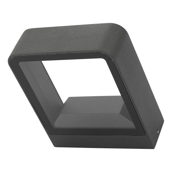 Malone Square Outdoor Wall Light Matt Grey Glass IP65 LED - Image 2