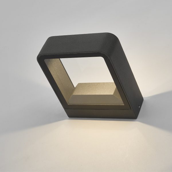 Malone Square Outdoor Wall Light Matt Grey Glass IP65 LED - Image 3