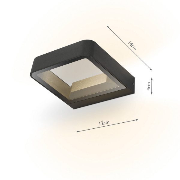 Malone Square Outdoor Wall Light Matt Grey Glass IP65 LED - Image 5