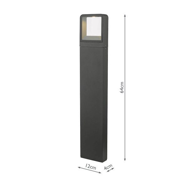 Malone Outdoor Post With Square Light Matt Grey IP65 LED - Image 5