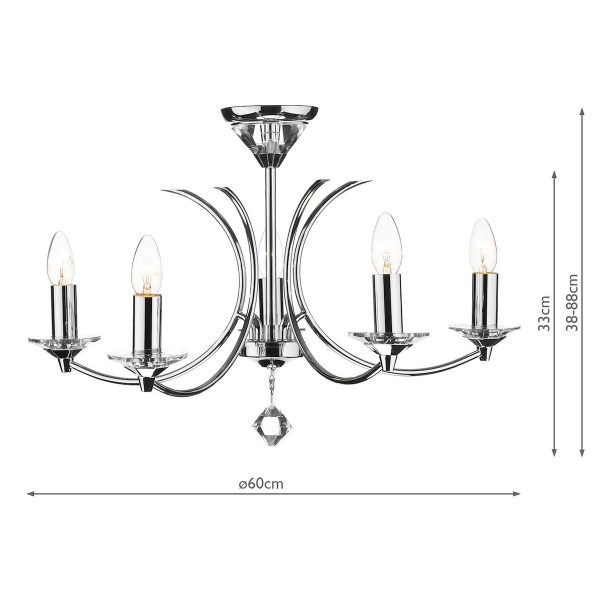 Medusa 5 Light Dual Mount Pendant K9 Crystal Polished Chrome - Image 5