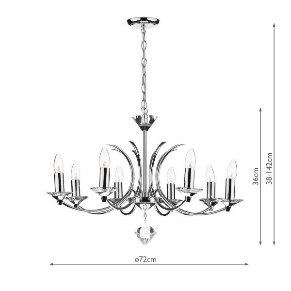 Medusa 8 Light Dual Mount Pendant K9 Crystal Polished Chrome - Image 6