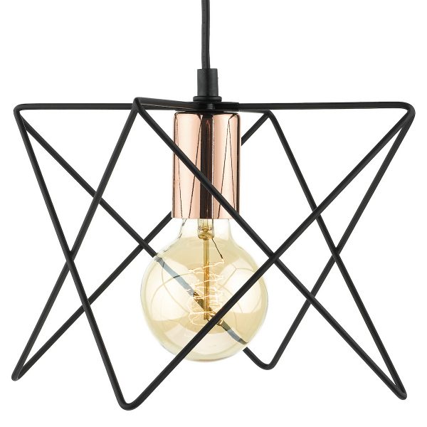 Midi Cage Pendant Matt Black & Bright Copper - Image 2