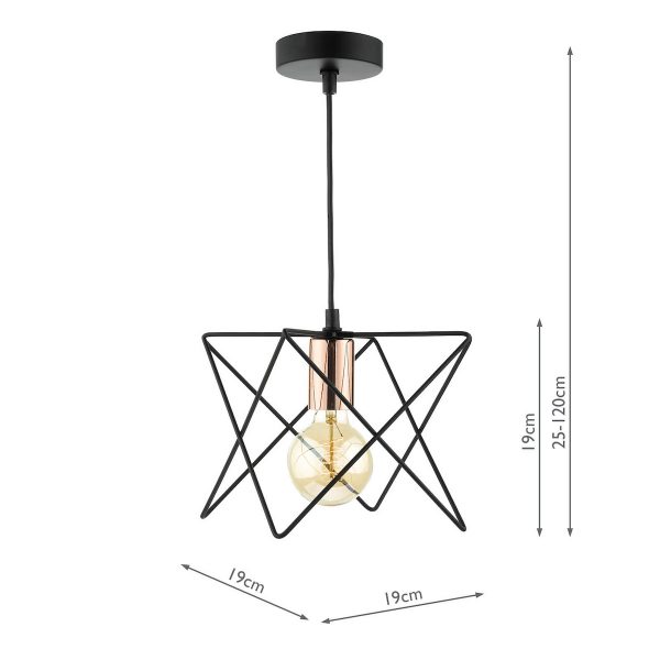 Midi Cage Pendant Matt Black & Bright Copper - Image 6