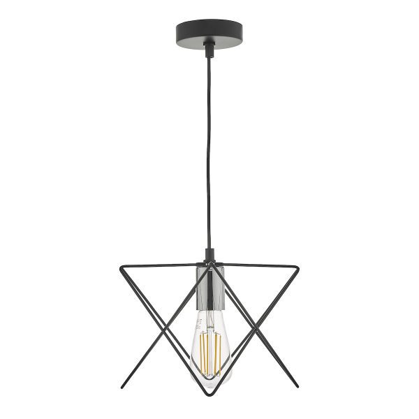 Midi 1 Light Pendant Black and Polished Chrome - Image 2