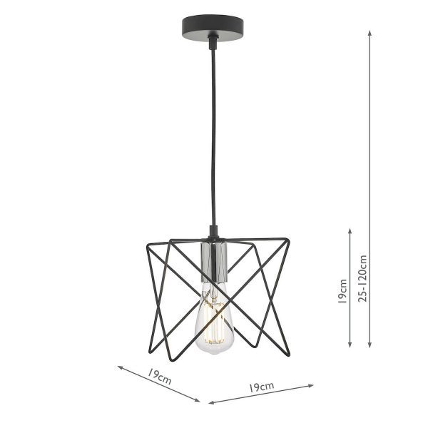 Midi 1 Light Pendant Black and Polished Chrome - Image 4