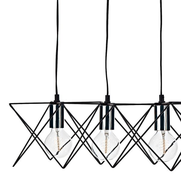 Midi 5lt Bar Pendant Black & Polished Chrome - Image 2
