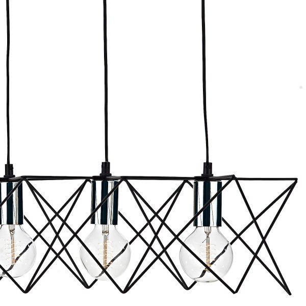 Midi 5lt Bar Pendant Black & Polished Chrome - Image 3
