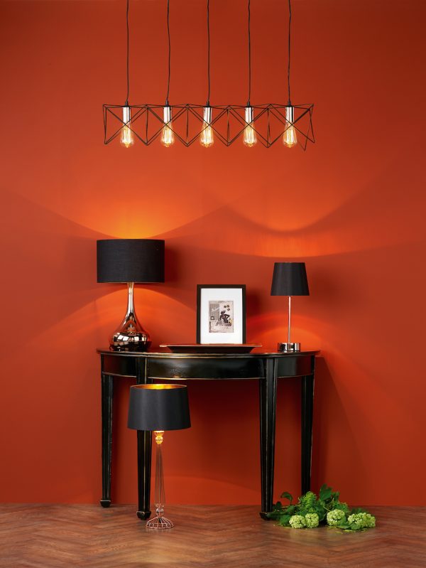 Midi 5lt Bar Pendant Black & Polished Chrome - Image 5