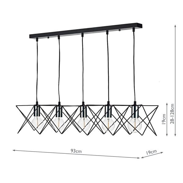 Midi 5lt Bar Pendant Black & Polished Chrome - Image 6