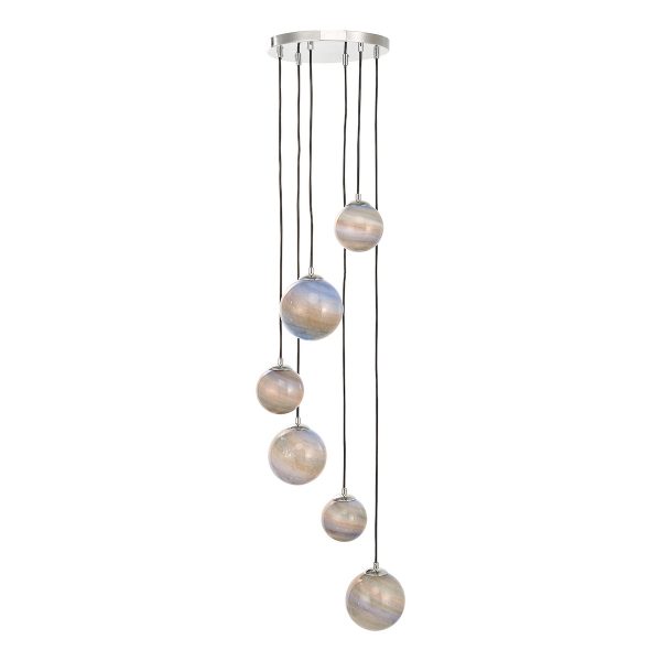 Mikara 6 Light Cluster Pendant Marble Effect Glass & Polished Chrome - Image 2