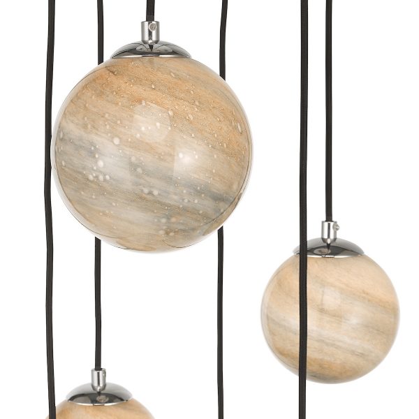 Mikara 6 Light Cluster Pendant Marble Effect Glass & Polished Chrome - Image 5