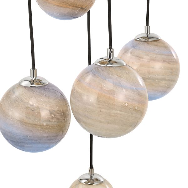 Mikara 12 Light Cluster Pendant Polished Chrome Marble Effect Glass 2.5M - Image 3
