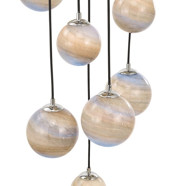 Mikara 12 Light Cluster Pendant Polished Chrome Marble Effect Glass 2.5M - Image 4